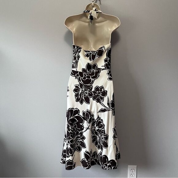 Ann Taylor Silk Halter Dress With Flowers Size 6 - Picture 3 of 5